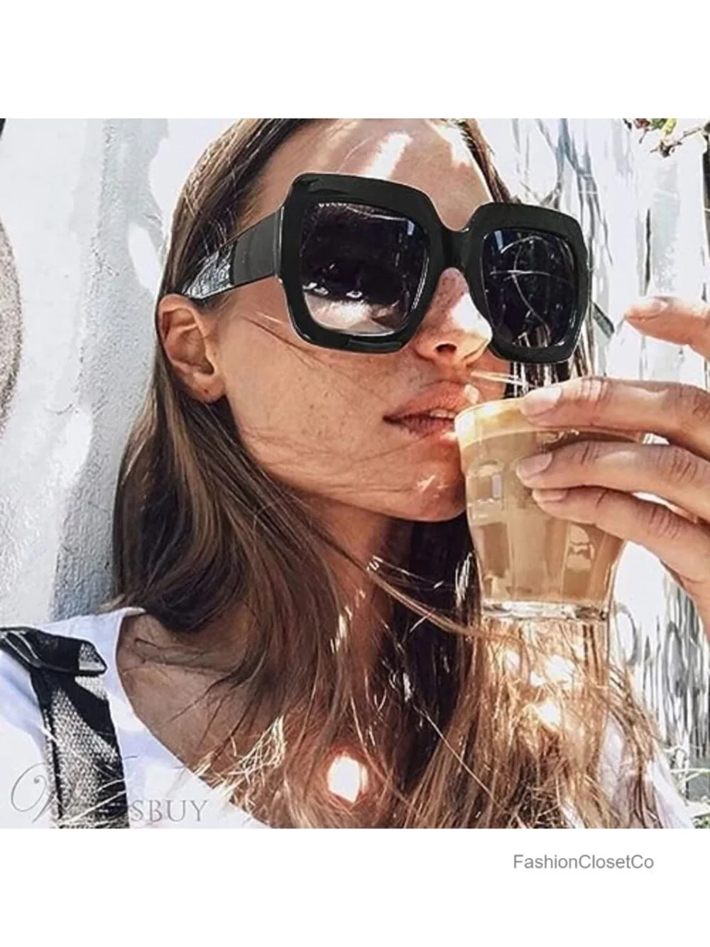 Oversized Square Sunglasses Women Retro UV400 Protection